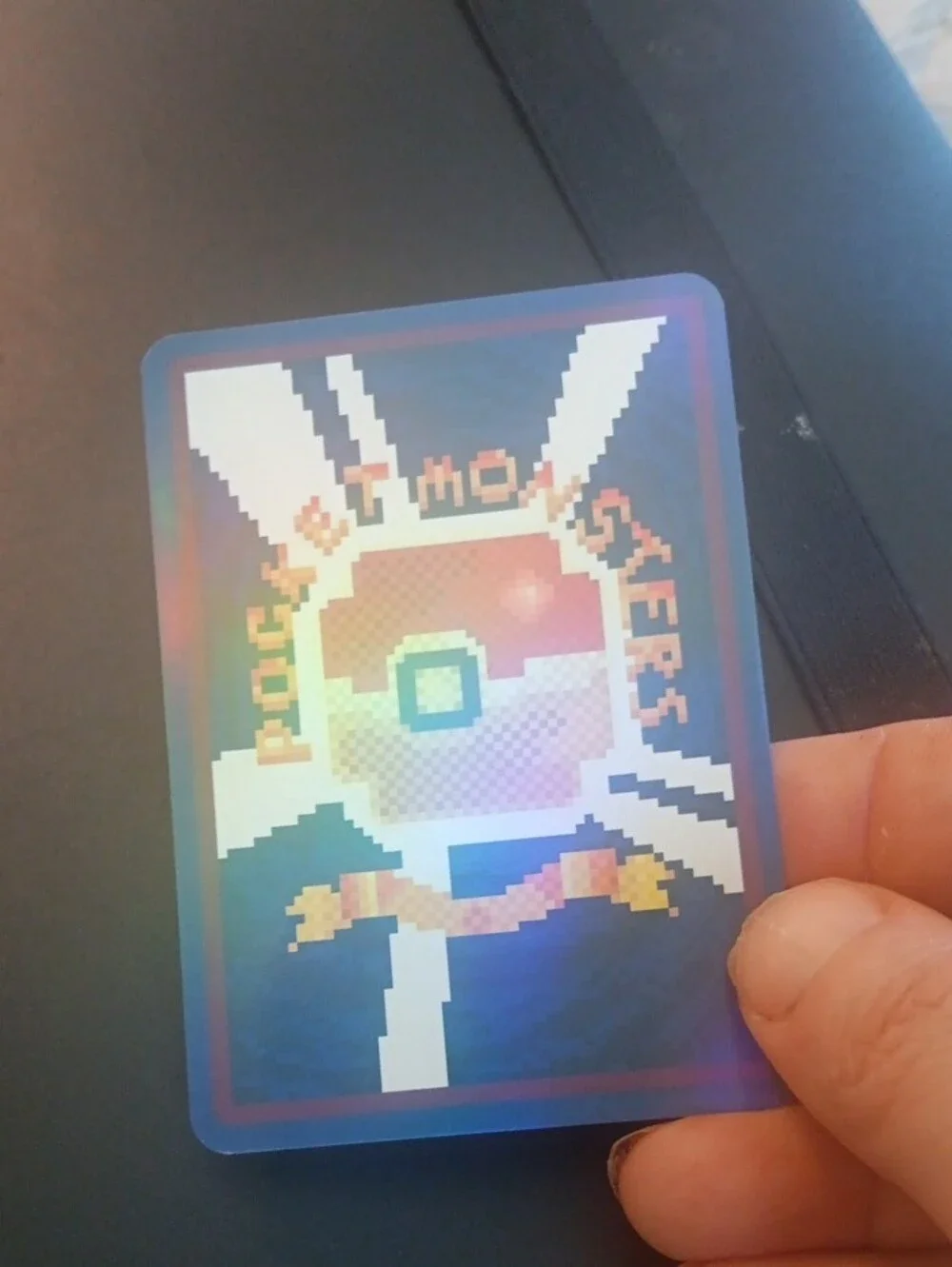 Pokemon Pink Holographic Trading Card - Pastel Pixel Art